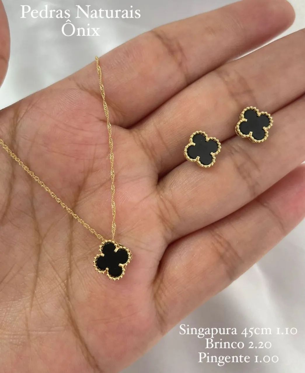 Conjunto estilo Van Cleef em ouro 18k, acesse e conheça as opções a disposição 