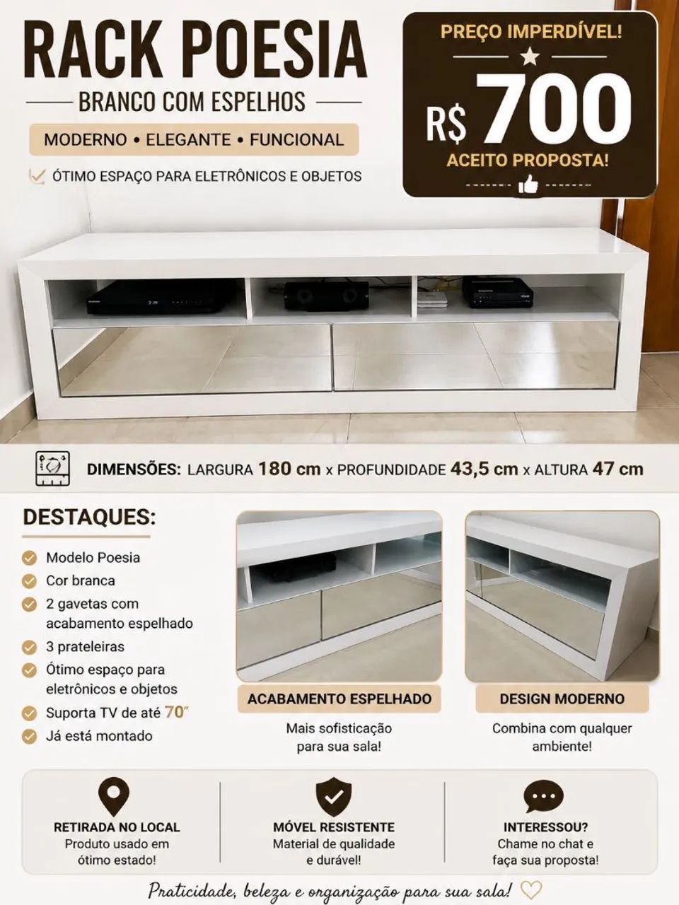 Rack para sala ou quarto 