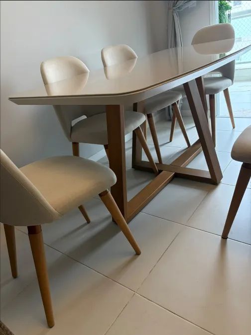 Conjunto de Jantar Mesa Retangular com Vidro Bennett 6 Cadeiras New Drop - Foto 4