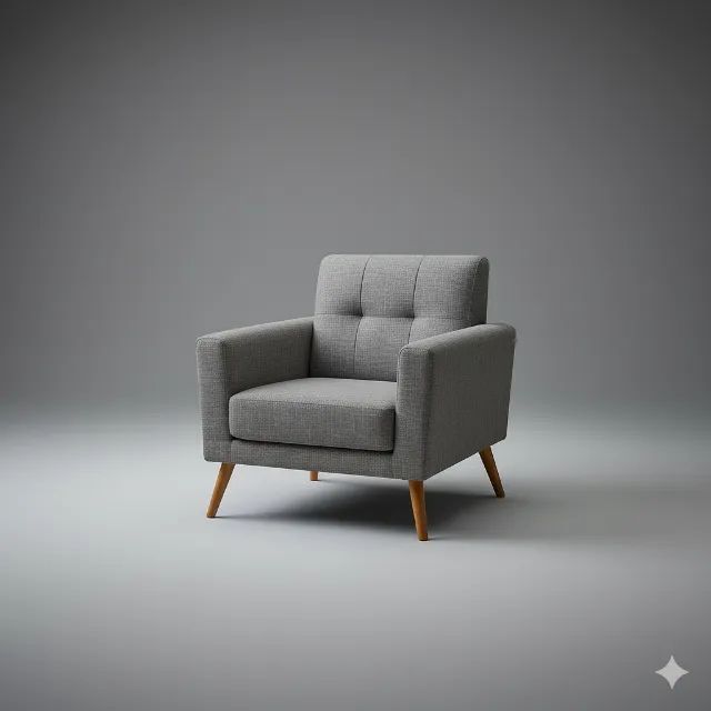 Poltrona Estofada para Sala ? Design Moderno com Pés de Madeira