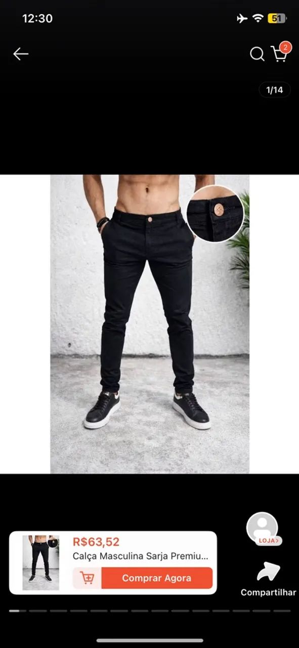Calça Preta Masculina REF: 38 - Foto 2