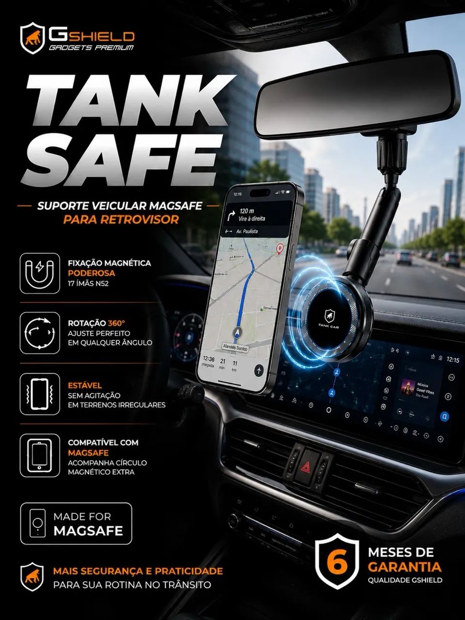Suporte Veicular de Retrovisor para celular - Gshield  - Foto 4