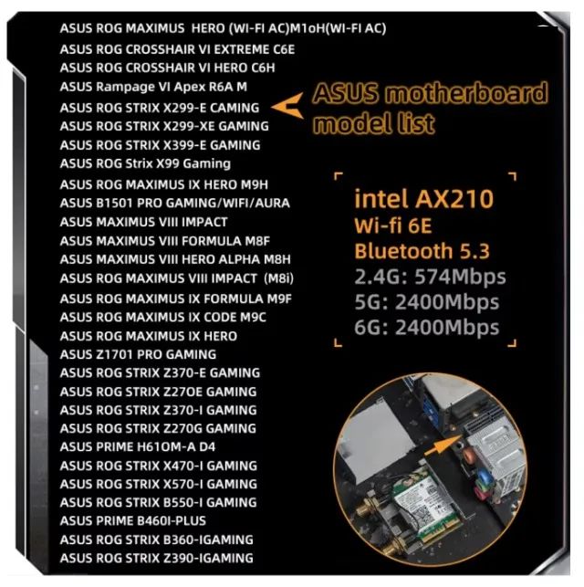 Wifi intel ax210 com bluetooth para Placa mãe Asus b550 x570 e outras - Foto 2