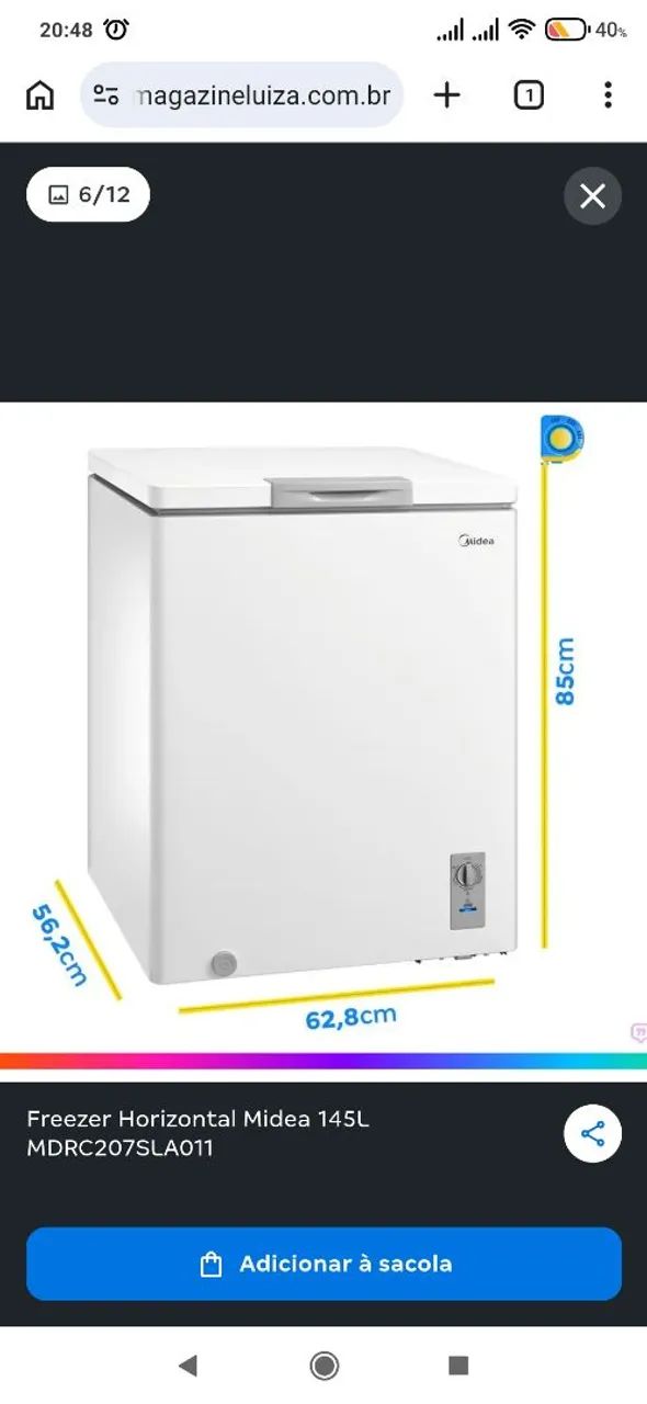 Freezer horizontal marca Mideia 145 litros. 110 vts - Foto 5