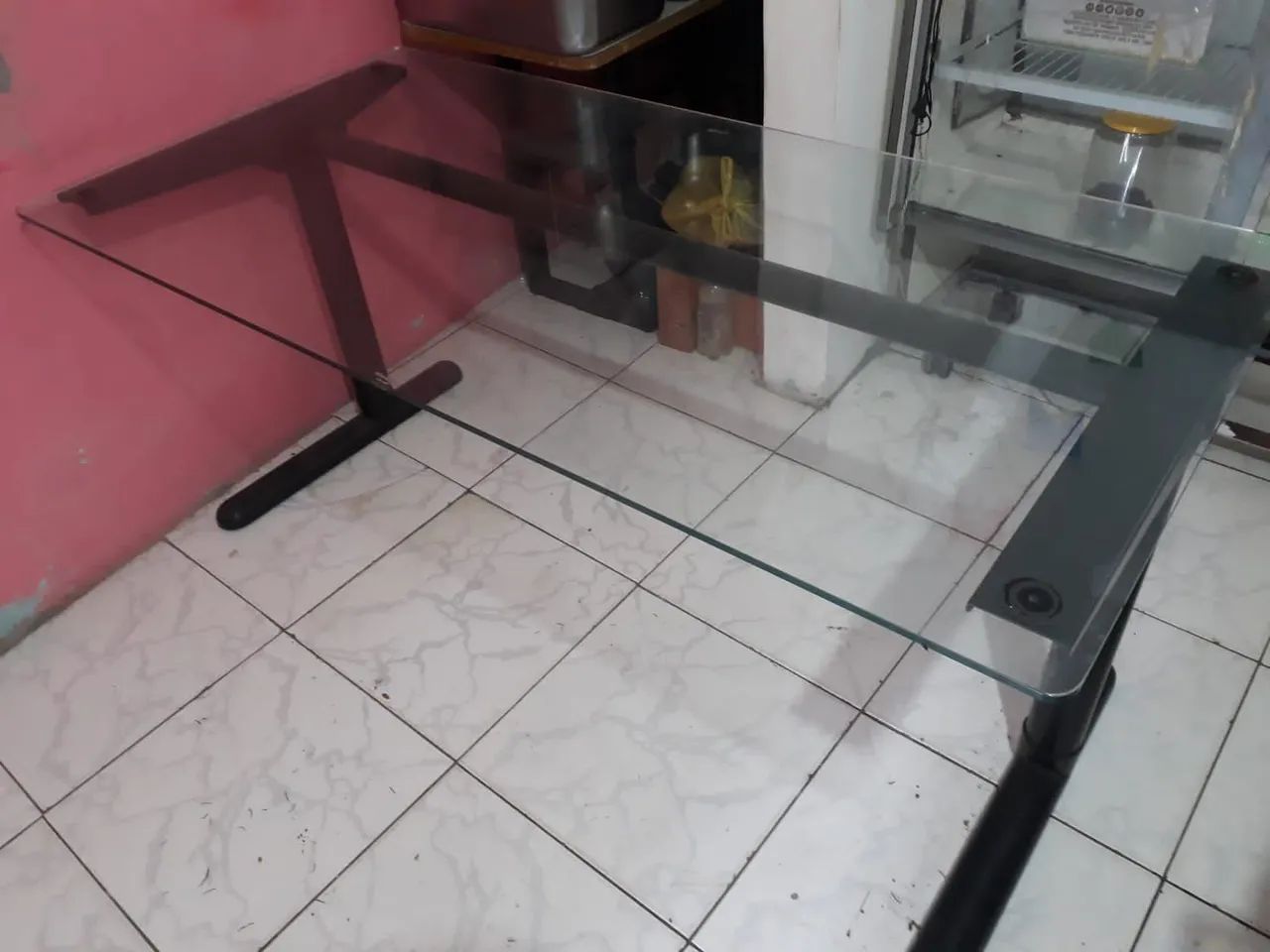 Mesa tampo de vidro 
