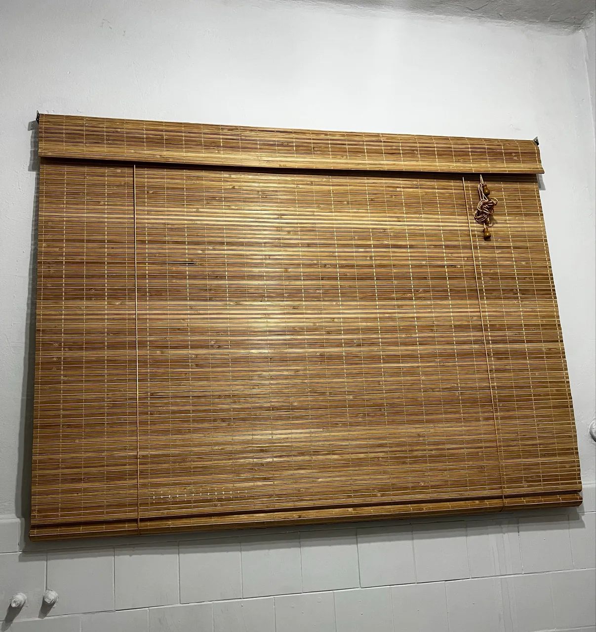 Persiana Bambu Rolo 140larg X 140alt Com Bandô - Natural