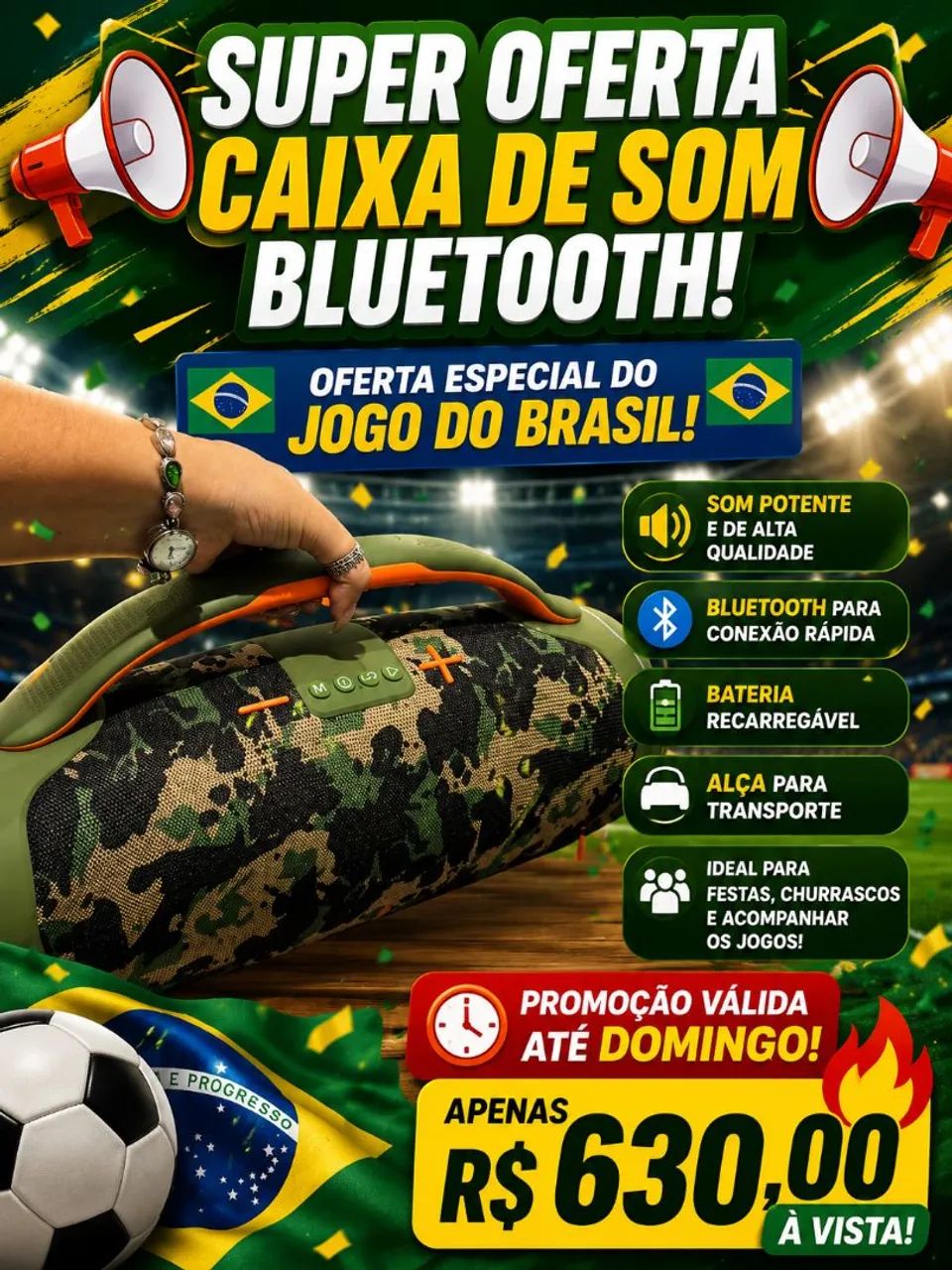 Som BLUETOOTH PORTÁTIL BOOMBOX 