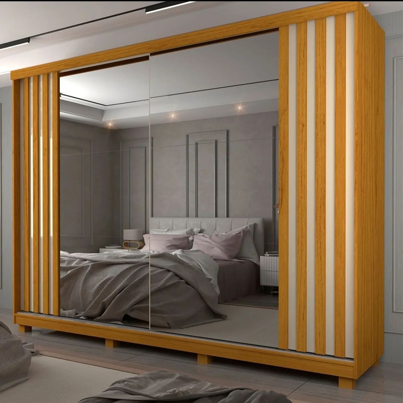 ROUPEIRO CASAL 100% MDF COM 2 PORTAS ESPELHADAS
