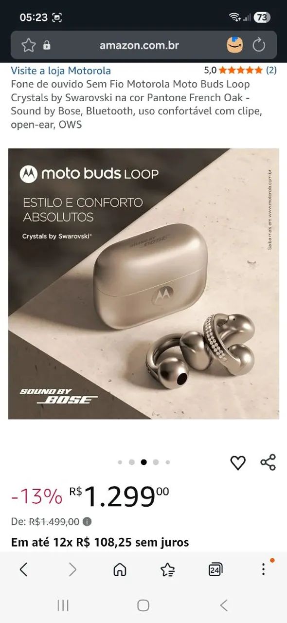 FONE DE OUVIDO BLUETOOTH MOTO BUDS LOOP - XT2545-1 - CHAMPAGNE - Foto 2