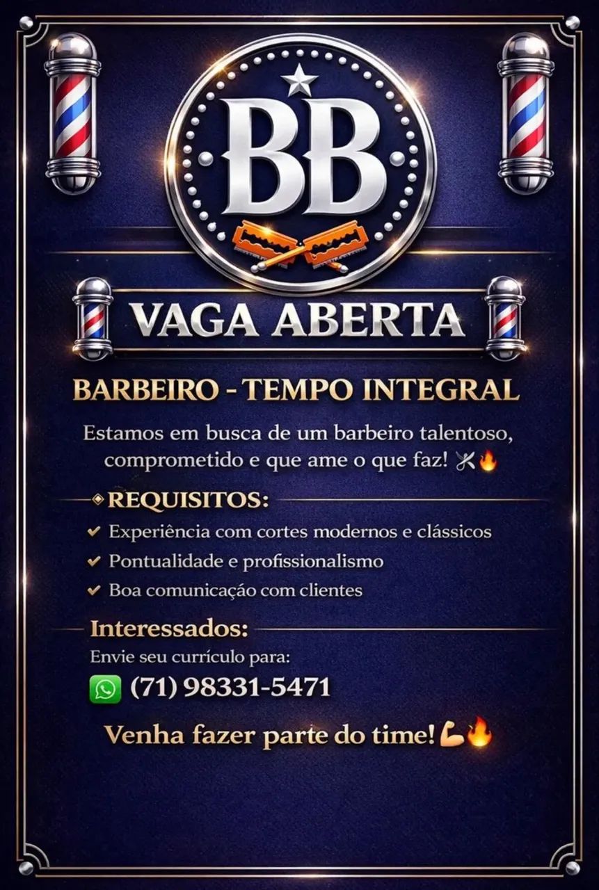 VAGA DE BARBEIRO NO CABULA 