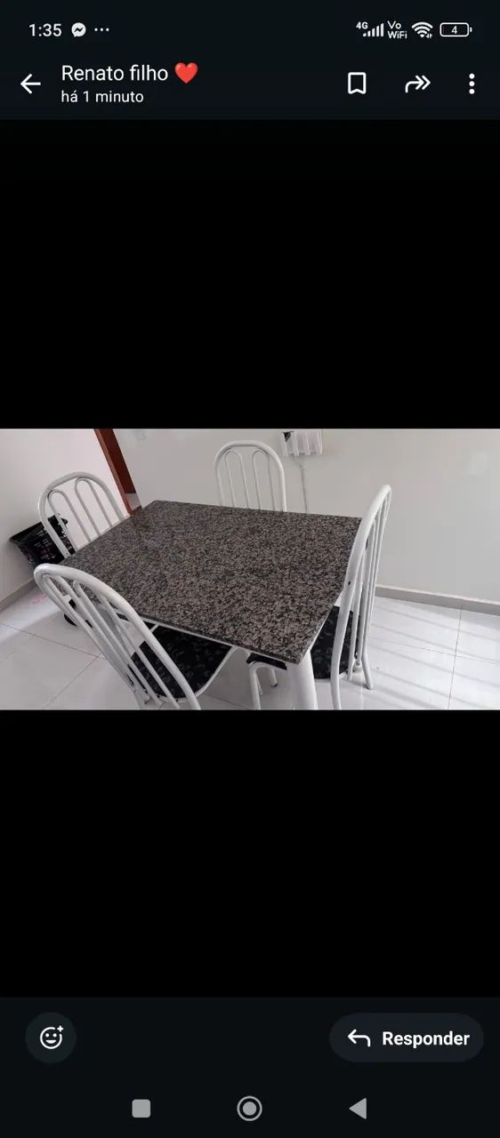 Mesa de mármore quatro cadeiras 65105017006083122