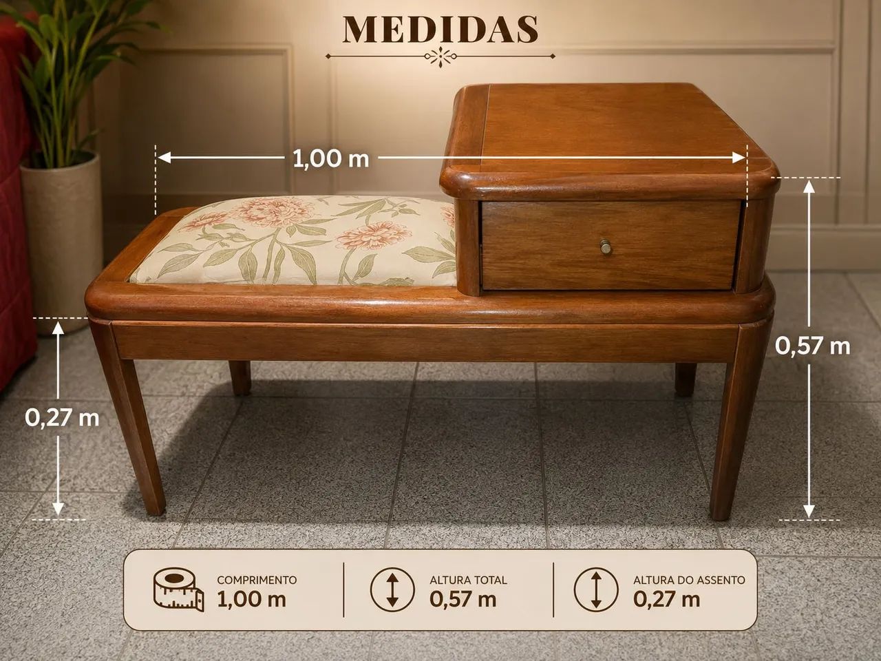 Mesa decorativa em madeira - Foto 4