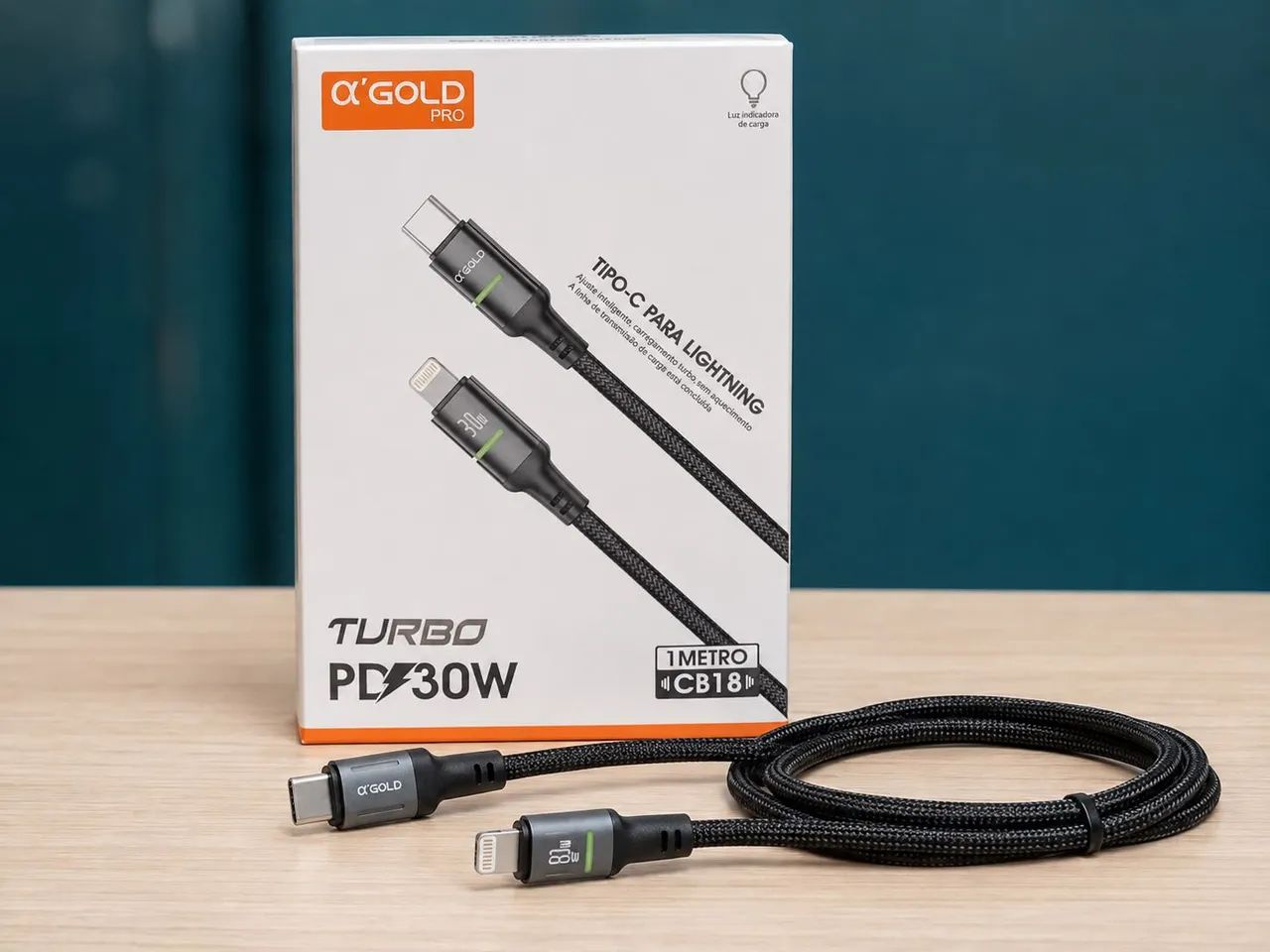 Cabo USB-C para iPhone Lightning 30W Turbo 1 Metro