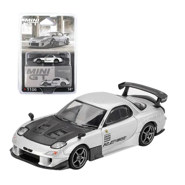 MINI GT 1106 - Mazda RX-7 RE-Amemiya Silver Metallic 1/64 diecast