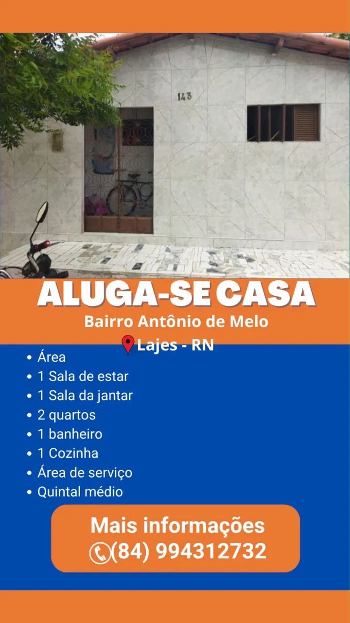 ALUGA-SE CASA EM LAJES RN 