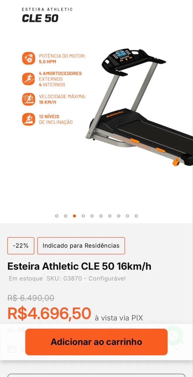 Esteira Athletic CLE 50 16km/h  - Foto 5
