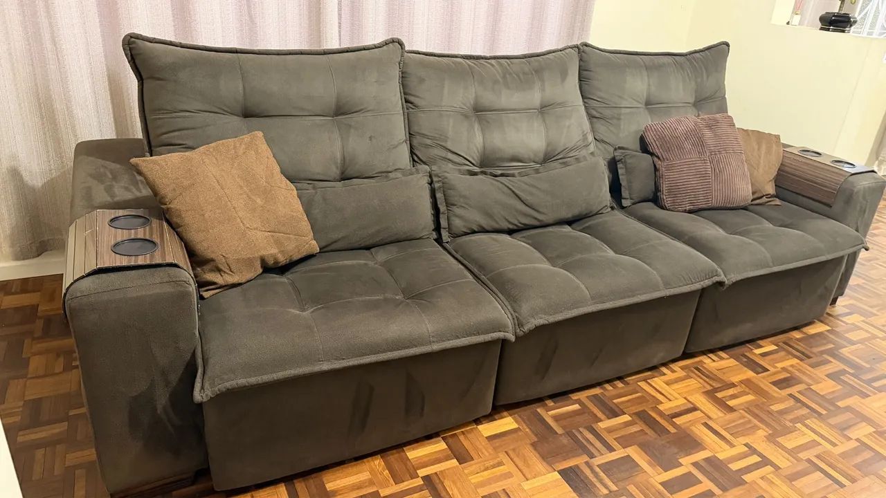 Sofá em Chenille retrátil e reclinável 3 metros  - Foto 2