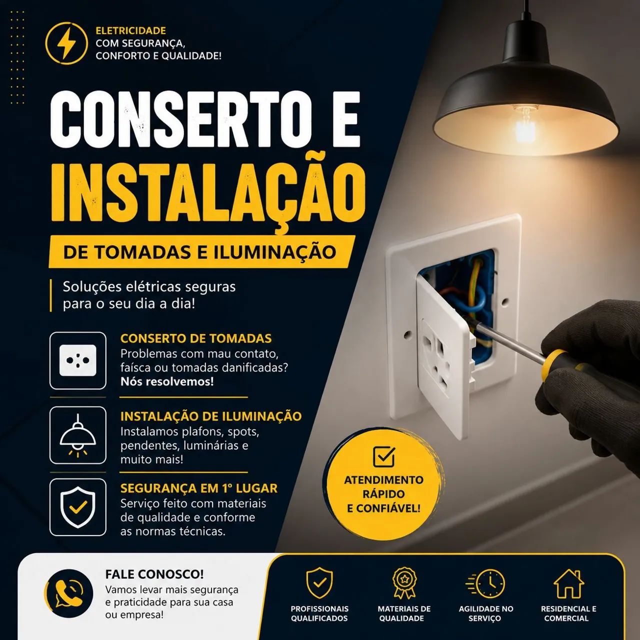 Serviços elétricos de qualidade e segurança.