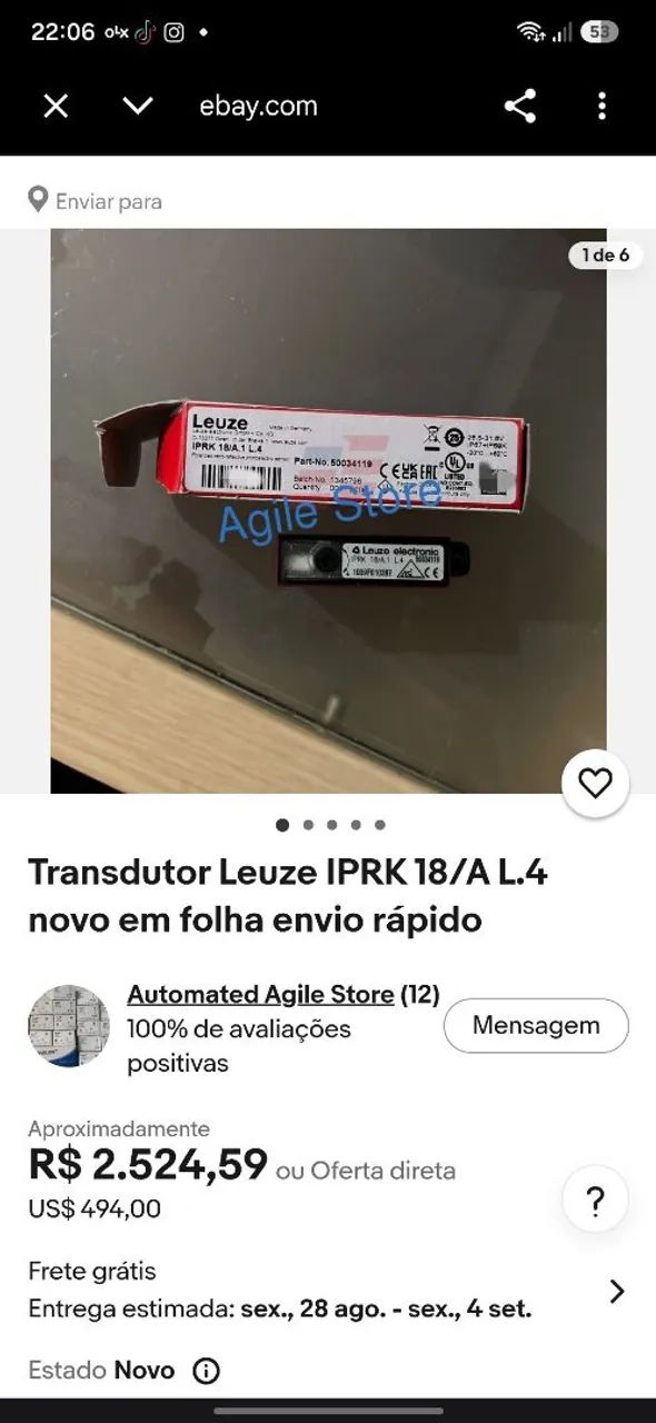 Sensor Leuze Electronic IPRK 18/A L.4<br>Part Number (P/N): 50030077 - Foto 5