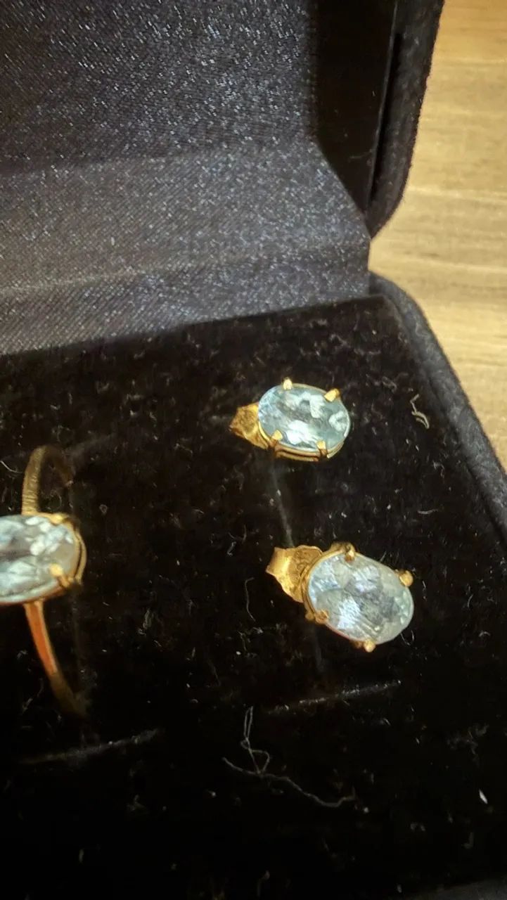 Conjunto brincos e anel ouro 18k - Foto 3