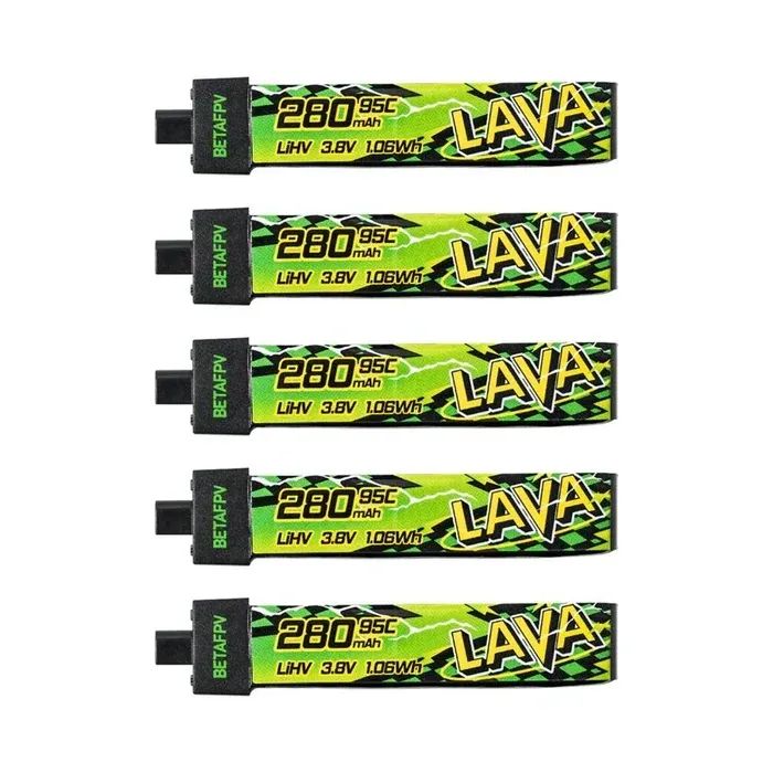 Bateria Lipo BETAFPV LAVA 1S 280mAh BT2.0 (Pack c/ 5 unid.) - Lacrada