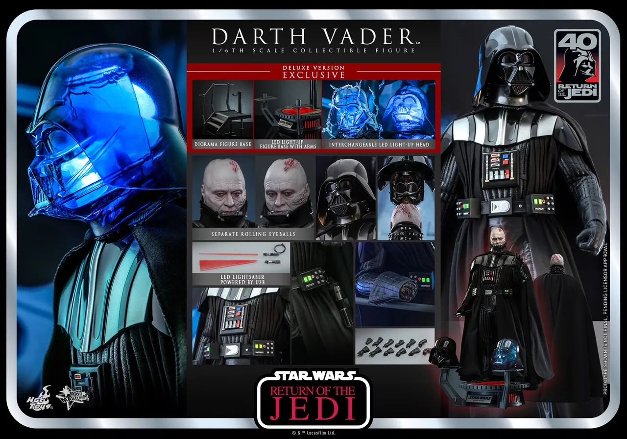 その他 VADER Hot Toys Darth Vader Retorno de Jedi Deluxe - Hobbies e coleções