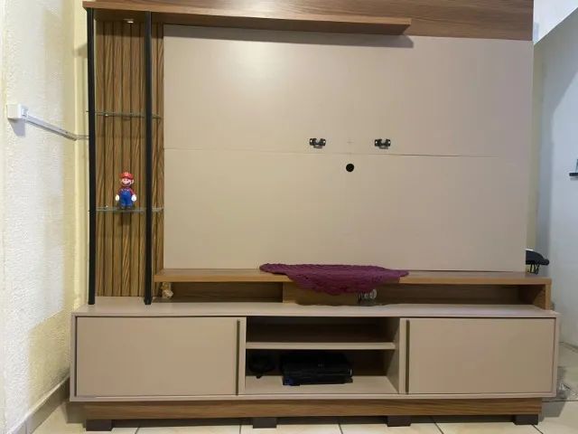 Rack Home com Painel para TV 58 Polegadas Bege e Madeira Ripado 1 Ano de Uso Itapevi - Foto 2