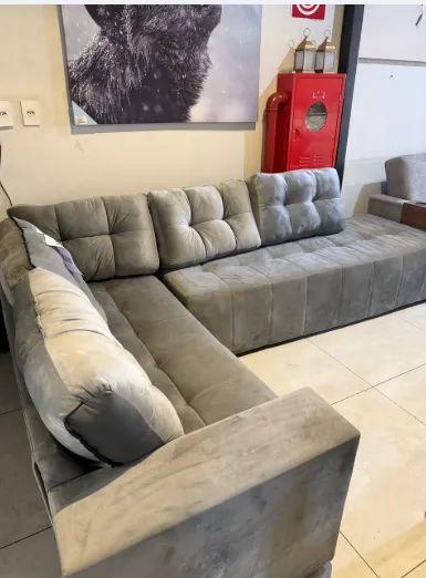 Sofá de canto cinza 2,50m 4 pessoas - Foto 2