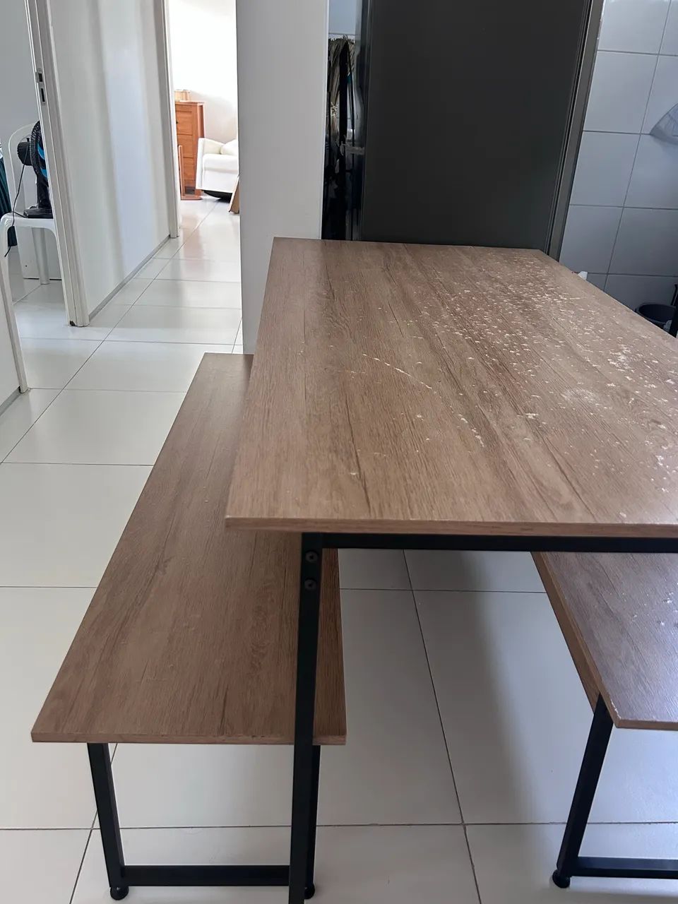 Mesa de jantar industrial com 2 bancos   - Foto 2