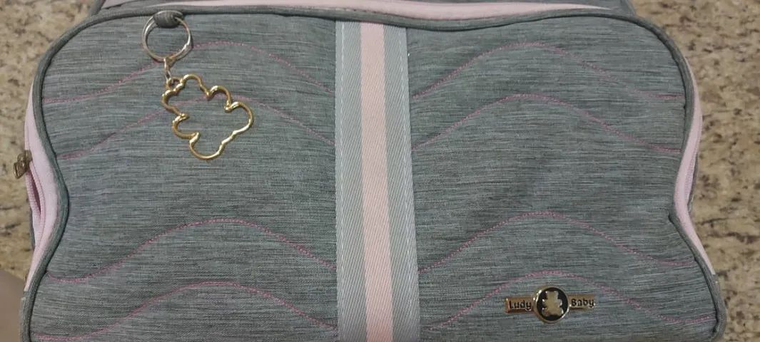 Kit Bolsa Maternidade (Grande + Média) - Cinza com Rosa - Foto 2