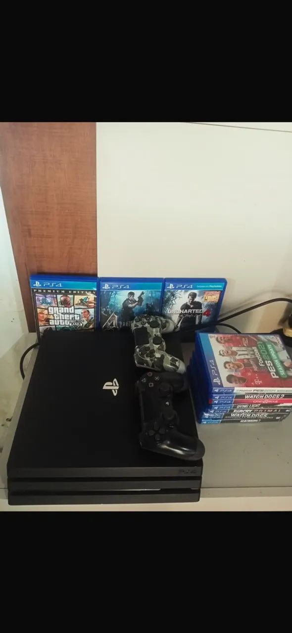 PS4 PRO COMPLETO, controles e jogos 