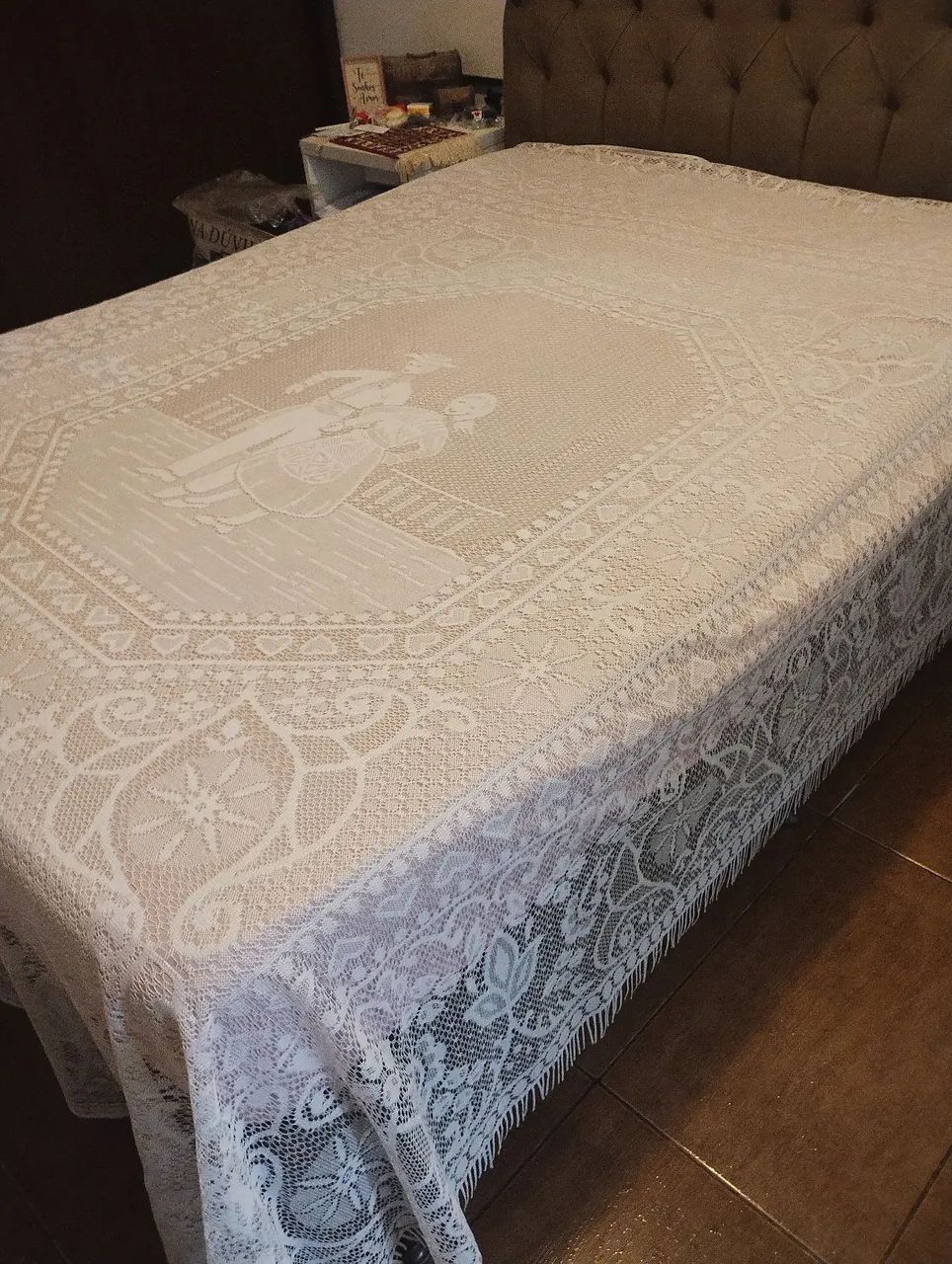 Colcha de renda casal