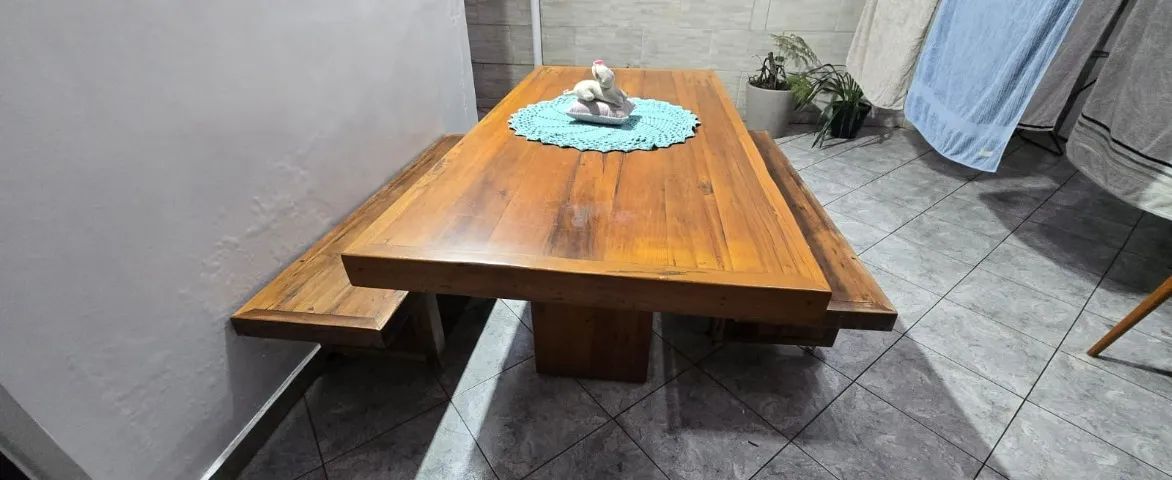 2 Bancos de Madeira Maciça de Estilo Rústico - Foto 3