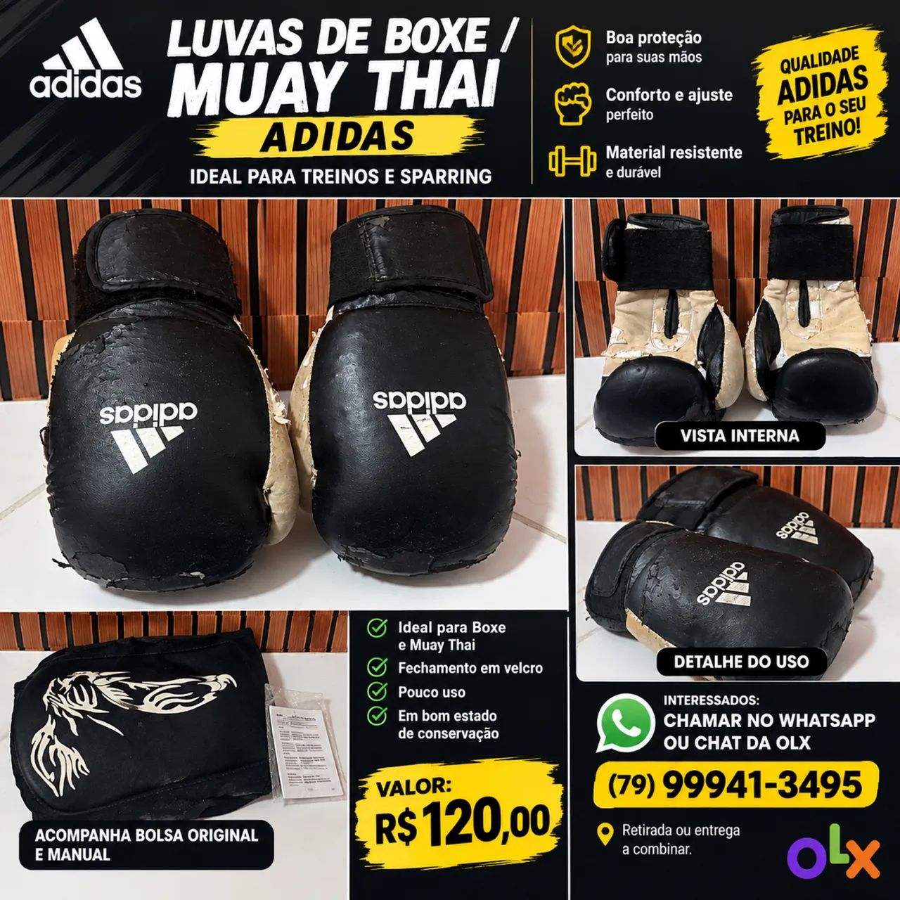 Luva original de Box // Muay thai, com marcas de uso. - Foto 2