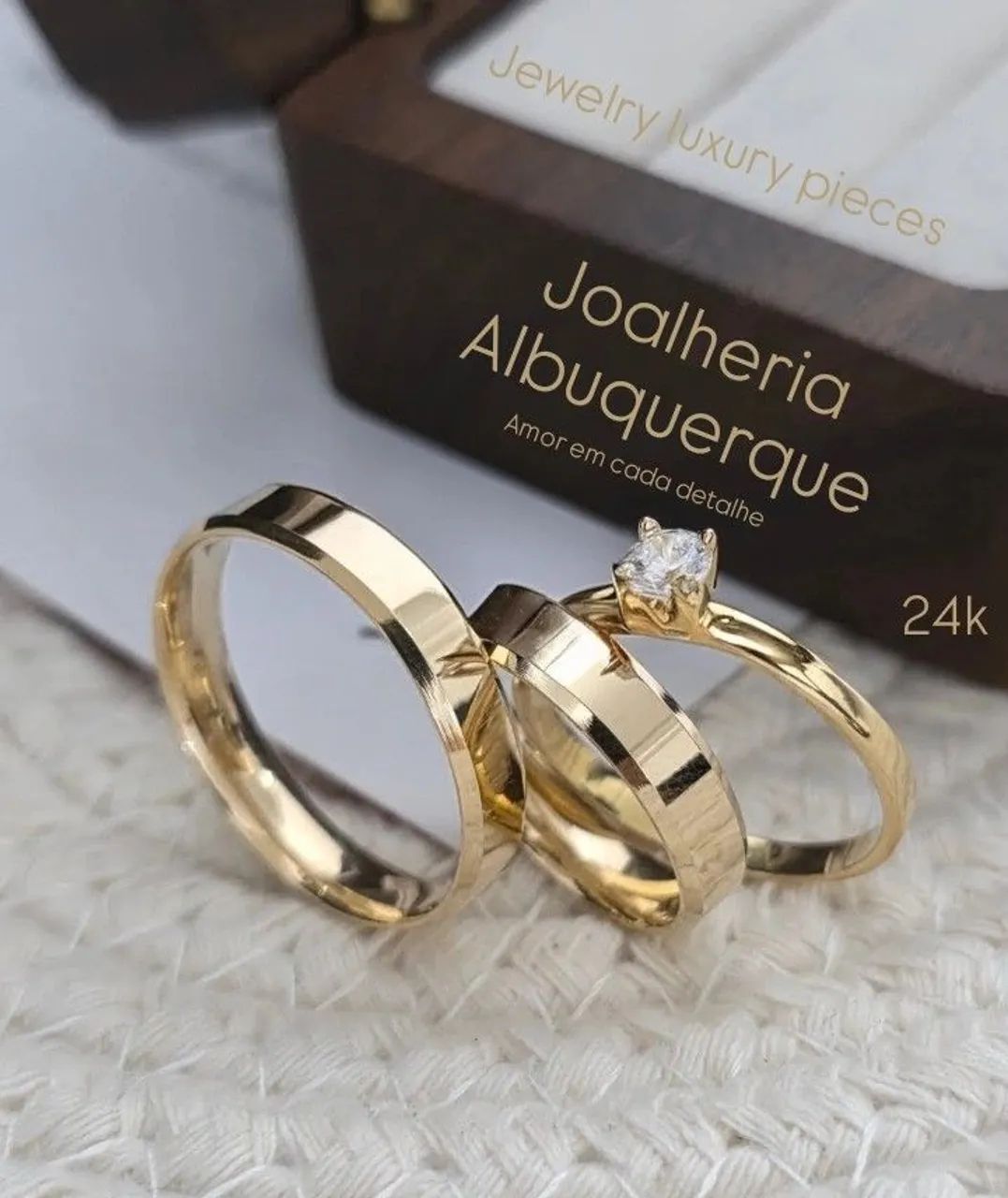 KITS ALIANÇAS BANHADAS A OURO 24KILATES  - Foto 3