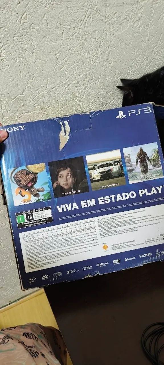 PS3 super slim na caixa original com 3 controles e 2 jogos. - Foto 4