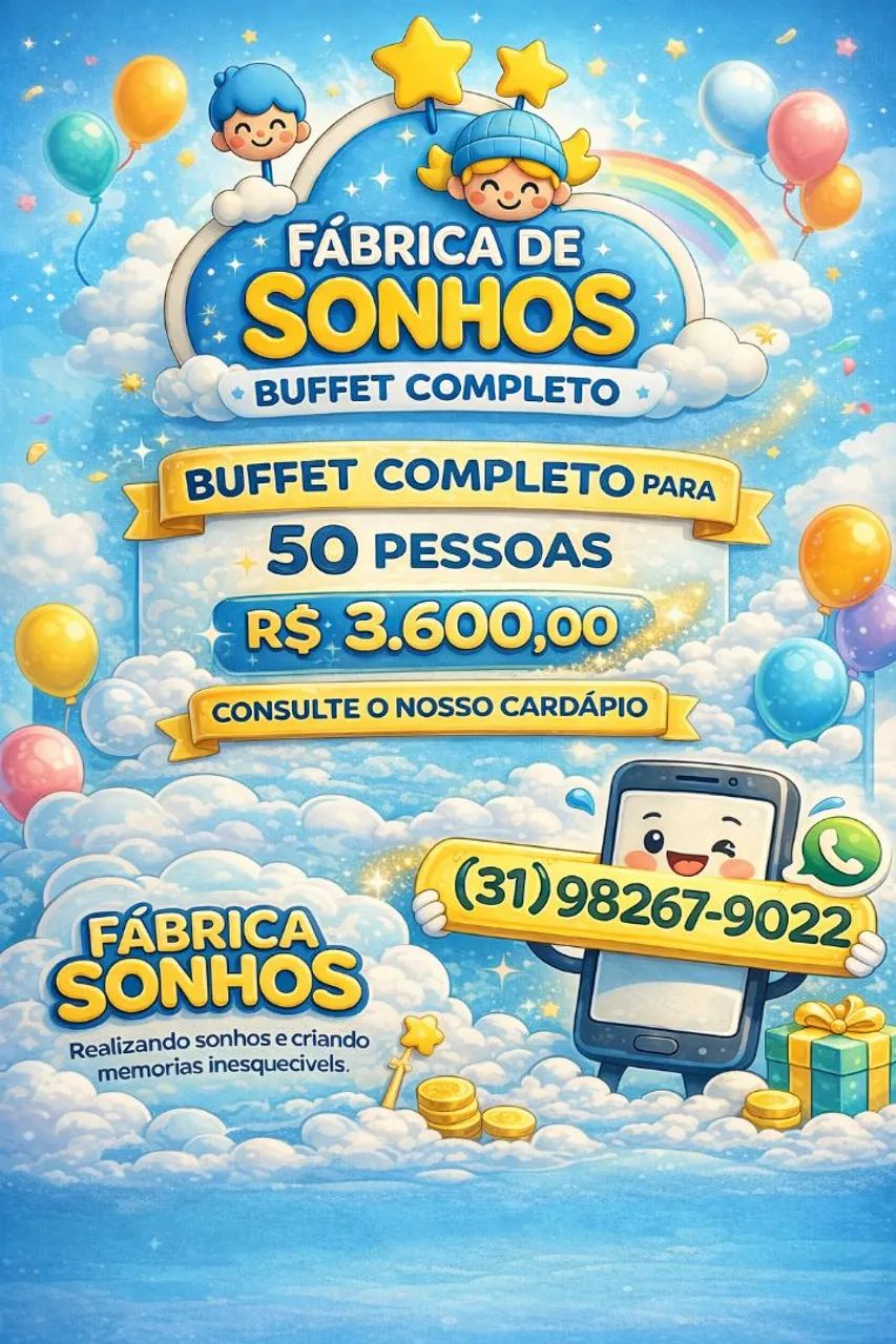 Buffet completo mais espaço e decoração