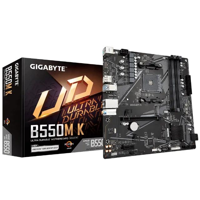 Placa Mãe Gigabyte B550M K, AMD AM4, DDR4, Atualizada, Nova, Na Caixa