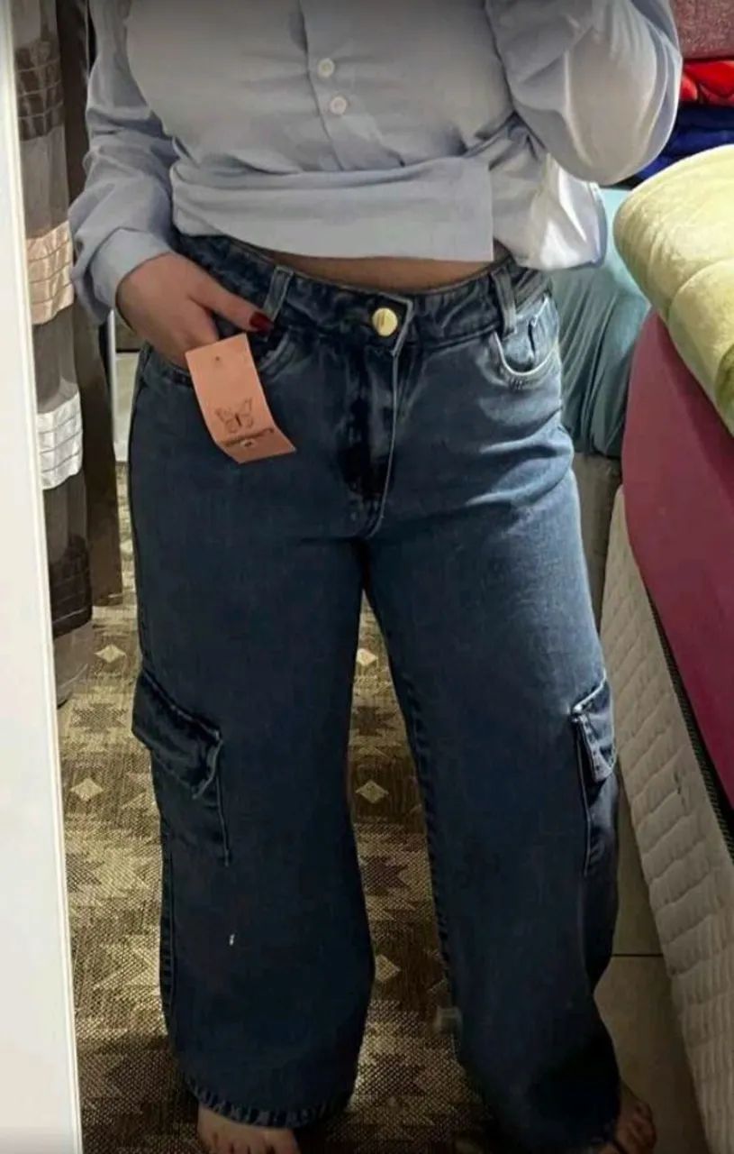 Calça jeans cargo