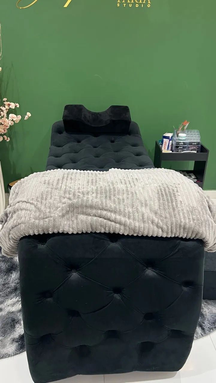 Maca de estética de luxo capitonê em veludo preto. - Foto 5