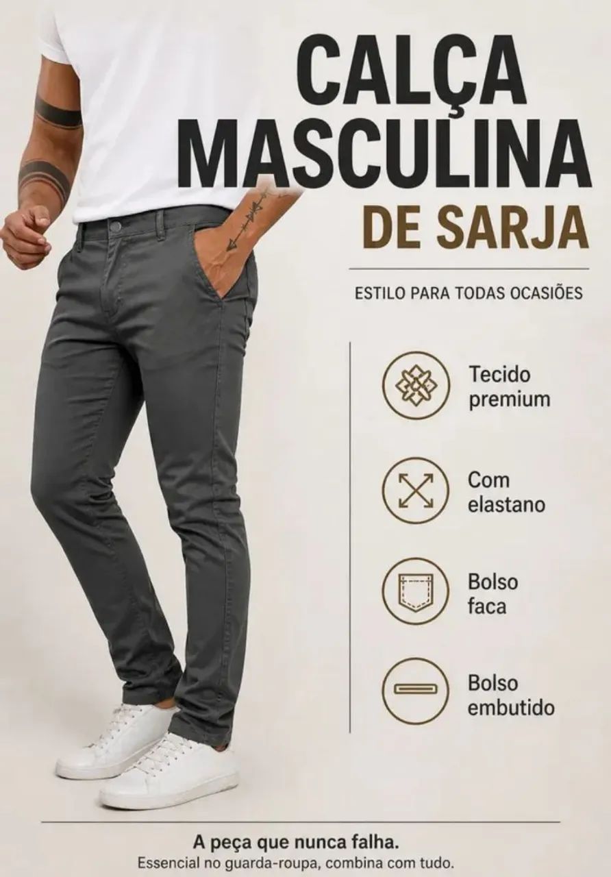 Calça sarja masculina Tam 40  - Foto 2