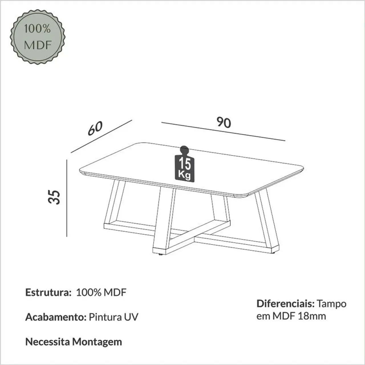 Mesa de Centro Oasis em mega Oferta em Promoção pronta entrega  - Foto 2