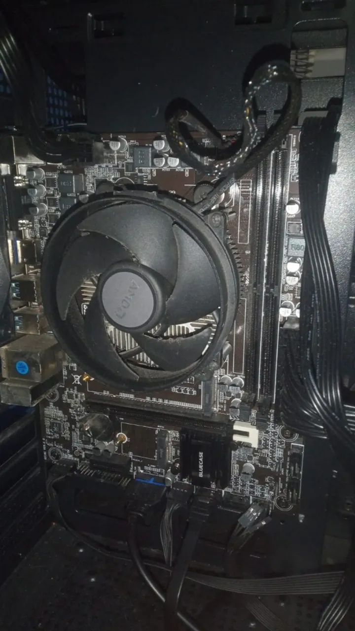 Placa mãe AMD A320 Bluecase + Caixa