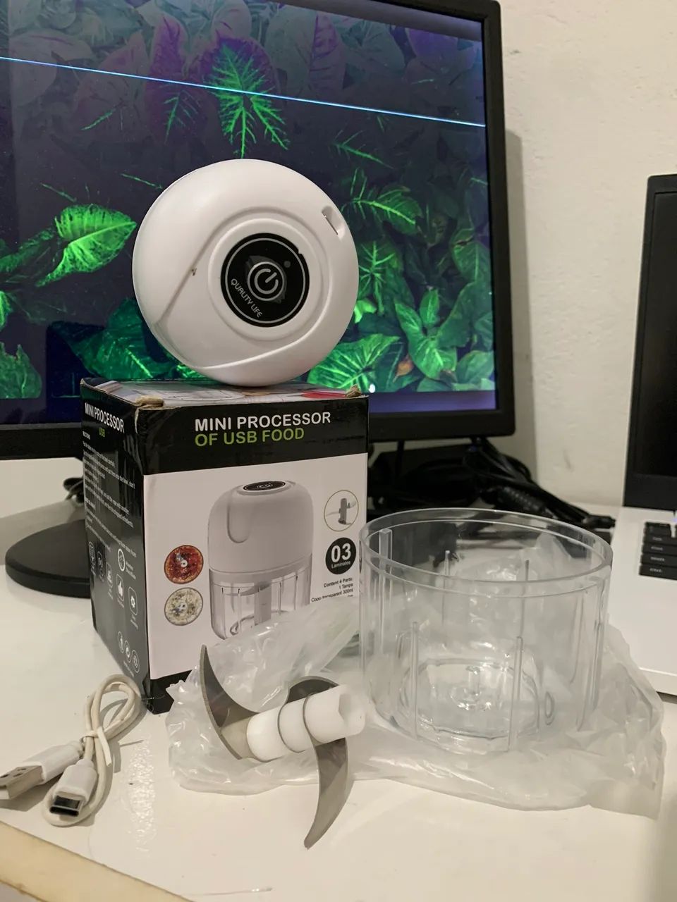 Mini processador elétrico de cozinha USB - Foto 2