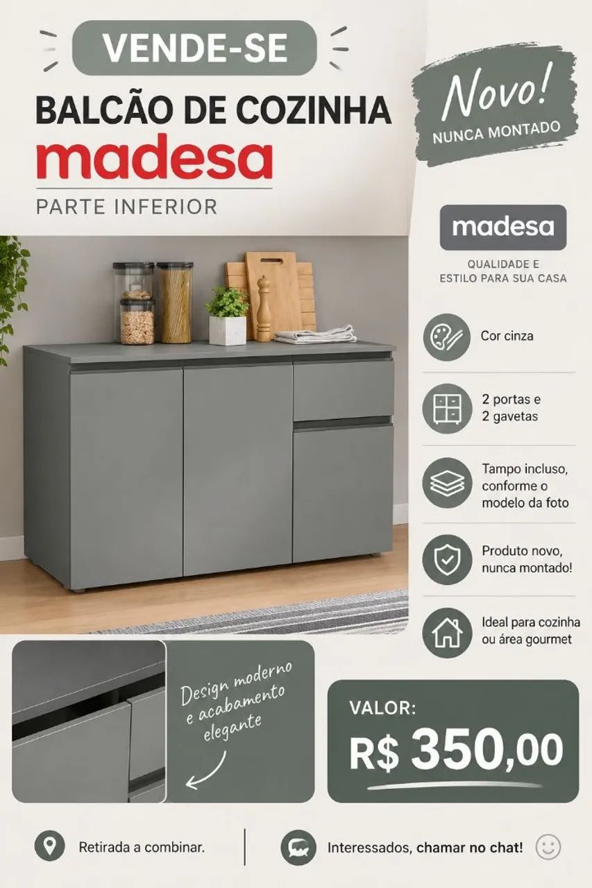 Balcão Madesa cinza