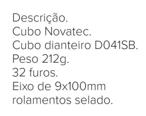 Cubo dianteiro novo Novatec 32 furos 9x100mm - Foto 2