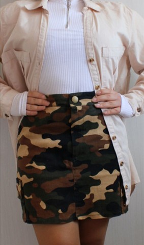 Saia militar jeans/ Forever 21