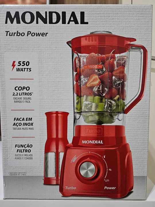 Liquidificador Mondial Turbo Power 550W 2,2L - Novo - Foto 2