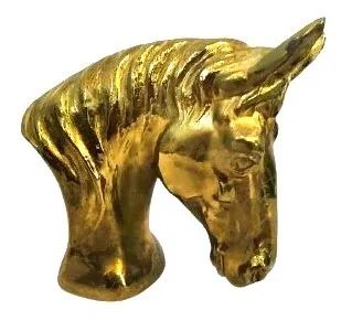 Bela Escultura bancada em bronze dourado representando Busto de Cavalo *Descrição - Foto 3