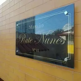 Placa de Vidro Personalizada para Fachada / Escritório / Condomínio / Salão